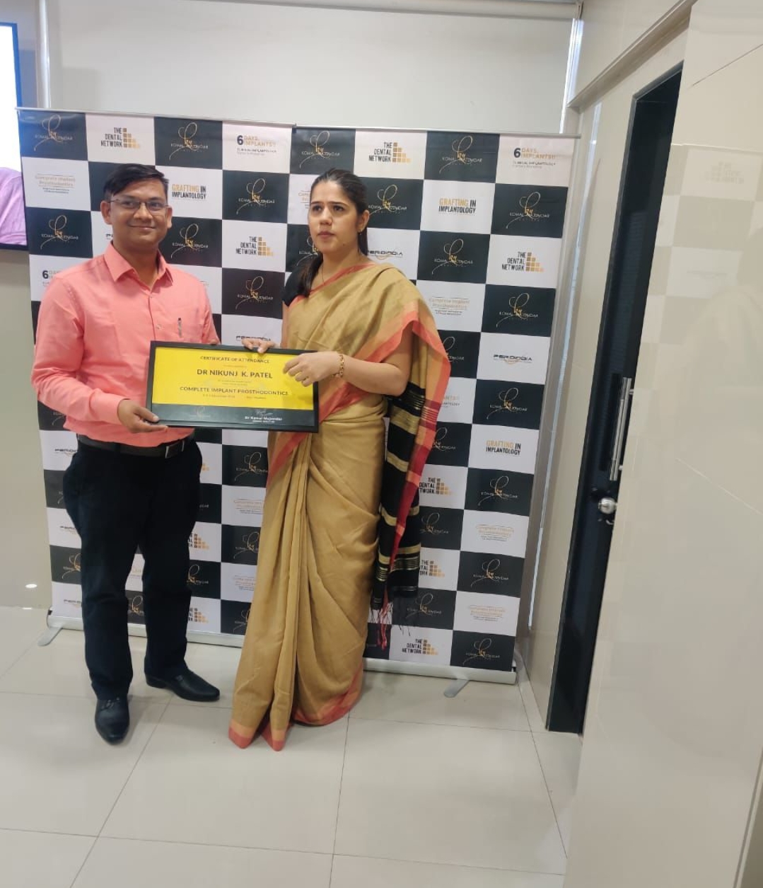 Certificate of Attendance — Complete Implant Prosthodontics — Dr. Nikunj K. Patel